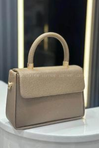 Lamelif Gold Detaylı Kare Kadın Çanta Soft Kahve