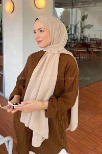 Lamelif Comfort Pamuk Şal Koyu Bej