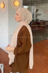 Lamelif Comfort Pamuk Şal Koyu Bej