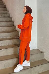 Tile Hood Neck Long Arm Without Accessories Cotton Regular Trousers Comfortable Suit