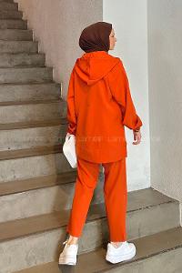 Tile Hood Neck Long Arm Without Accessories Cotton Regular Trousers Comfortable Suit