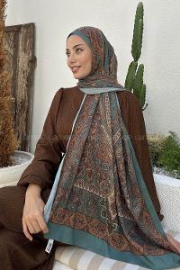 Lamelif Retro Desen Pamuk Şal Çağla Yeşili