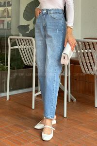 Light Blue Cotton High Waist Denim Pants