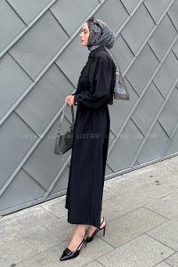 Lamelif Üst Ceket Jile Tesettür Takım Siyah