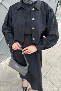 Lamelif Üst Ceket Jile Tesettür Takım Siyah