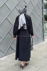 Lamelif Üst Ceket Jile Tesettür Takım Siyah