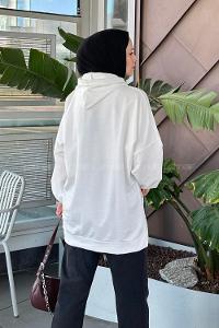 Lamelif Boston Yazı Detaylı Sweat Beyaz