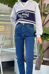 Lamelif Dar Paça Yüksel Bel Pantolon Mavi