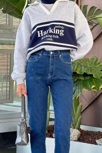 Lamelif Dar Paça Yüksel Bel Pantolon Mavi