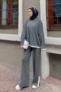 Anthracite Medium Crew Neck Long Arm Knitwear Comfortable Suit