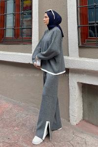 Anthracite Medium Crew Neck Long Arm Knitwear Comfortable Suit