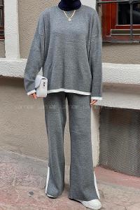 Anthracite Medium Crew Neck Long Arm Knitwear Comfortable Suit