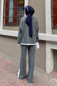 Anthracite Medium Crew Neck Long Arm Knitwear Comfortable Suit