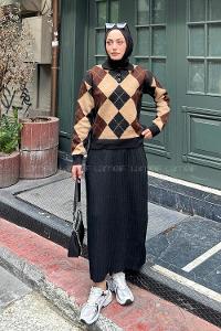 Black Polo Neck Collar Long Arm Jumper
