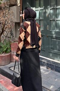 Black Polo Neck Collar Long Arm Jumper