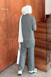 Smoked Shirt Collar Long Arm Knitwear Regular Trousers Comfortable Suit