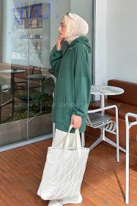 Lamelif  Karpuz Kol Sweatshirt  Yeşil