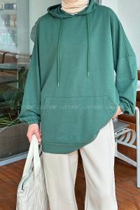 Lamelif  Karpuz Kol Sweatshirt  Yeşil