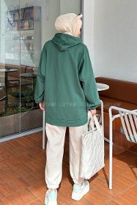 Lamelif  Karpuz Kol Sweatshirt  Yeşil