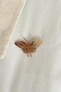 Lamelif Gold Kelebek Demir Broş