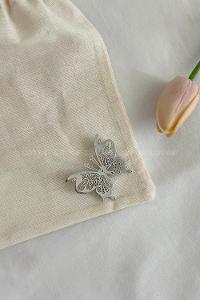 Lamelif Gümüş Kelebek Demir Broş