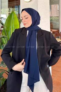 Navy Blue Linen Straight Shawl