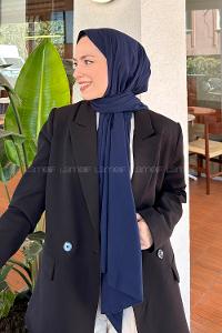 Navy Blue Linen Straight Shawl