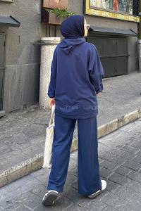 Lamelif Balance Armalı Çımalı İkili Tesettür Takım Lacivert