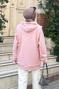 Lamelif Mıamı Baskı Detaylı Sweat  Pudra