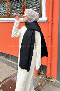 Lamelif Düz Omuz Şal Siyah