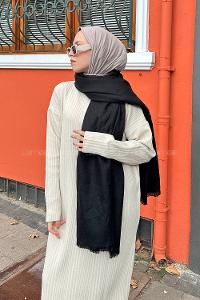 Lamelif Düz Omuz Şal Siyah