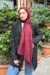 Claret Red Cotton Fabric Straight Shawl