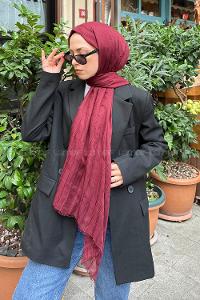 Claret Red Cotton Fabric Straight Shawl