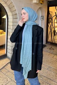 Pastel Green Cotton Fabric Straight Shawl