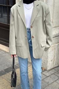 Lamelif Kapak Cep Blazer Ceket Mint Yeşili