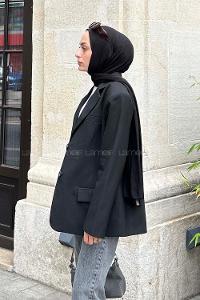 Lamelif Kapak Cep Blazer Ceket Siyah