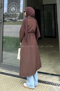 Lamelif Düğmeli Trençkot Acı Kahve