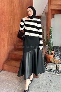 Black Crew Neck Long Arm Knitwear Cardigan