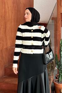 Black Crew Neck Long Arm Knitwear Cardigan