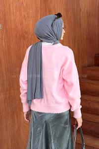 Lamelif Sakallı Basic Hırka Pembe