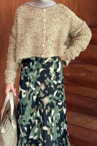 Lamelif Yumoş Havlu Desen Hırka Sütlü Kahve