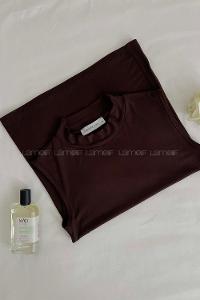 Bitter Brown Crew Neck Zero Arm Combed Fabric Body
