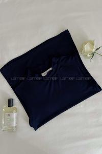 Navy Blue Crew Neck Zero Arm Combed Fabric Body