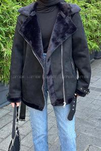 Black Scarf Neck Long Arm Coat