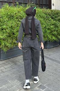 Lamelif Tek Cep Kot Tulum Füme