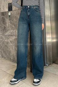 Lamelif Bol Paça Kot Pantolon Kot Mavisi