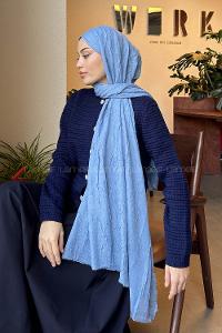 Lamelif Bambu Şal Kot Mavi