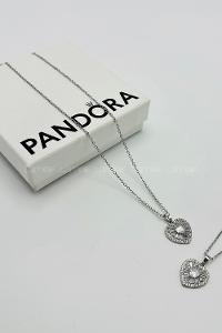 Lamelif 925 Ayar Çelik Kristal Taşlı Kalp Kolye Gümüş