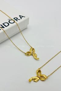Lamelif 925 Ayar Çelik Kurdele Kolye Gold