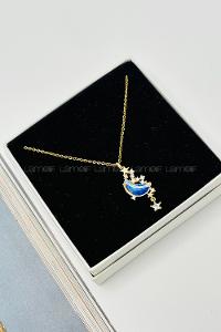 Lamelif 925 Ayar Çelik Sallatılı Ay Kolye Gold